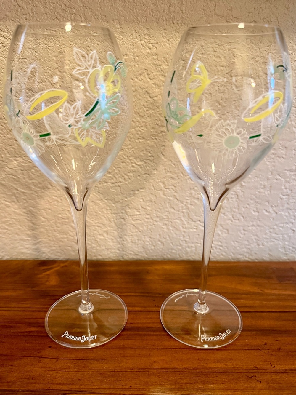 Perrier Jouet Hand-Painted Bird Floral Wine Champagne Glasses Formafantasma